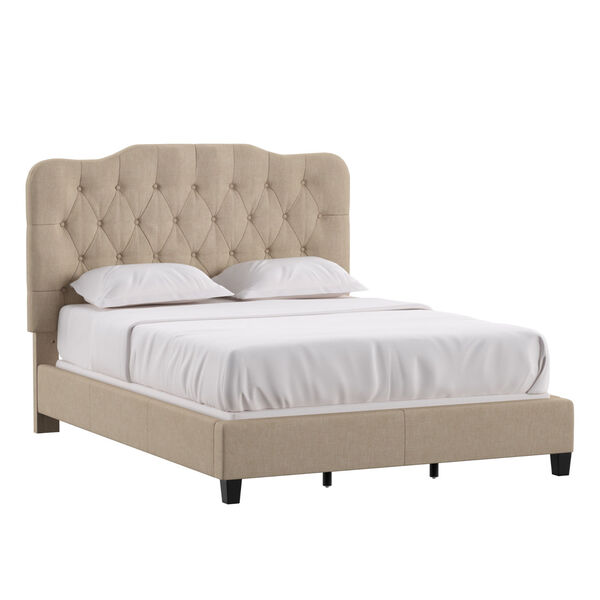 Molly Beige Adjustable Diamond Tufted Camel Back Queen Bed, image 1